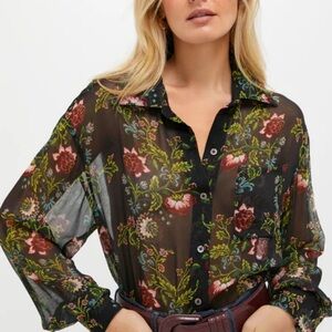 Tuckernuck Black Floral Sheer Blouse